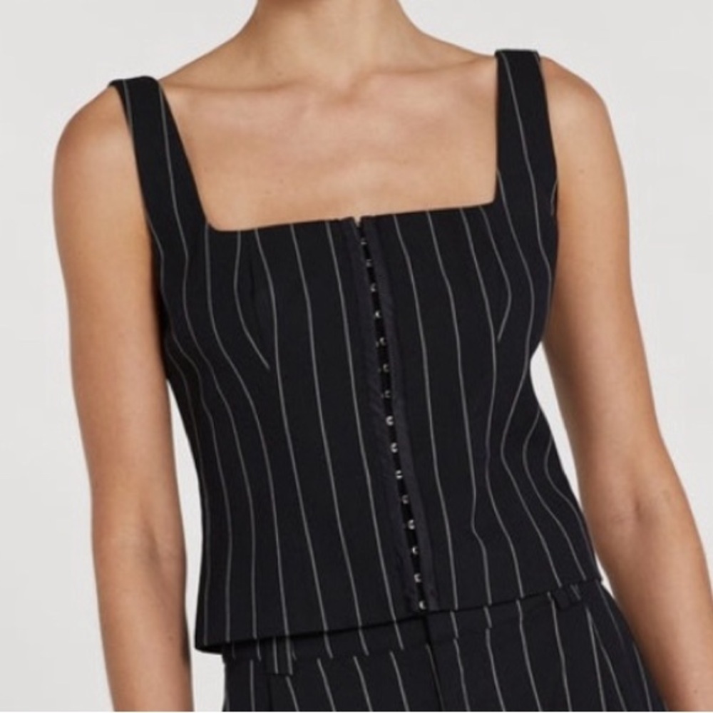 NWT DISSH Sander Navy Stripe Hook and Eye Top Tank Pin Stripe Womens Size 14